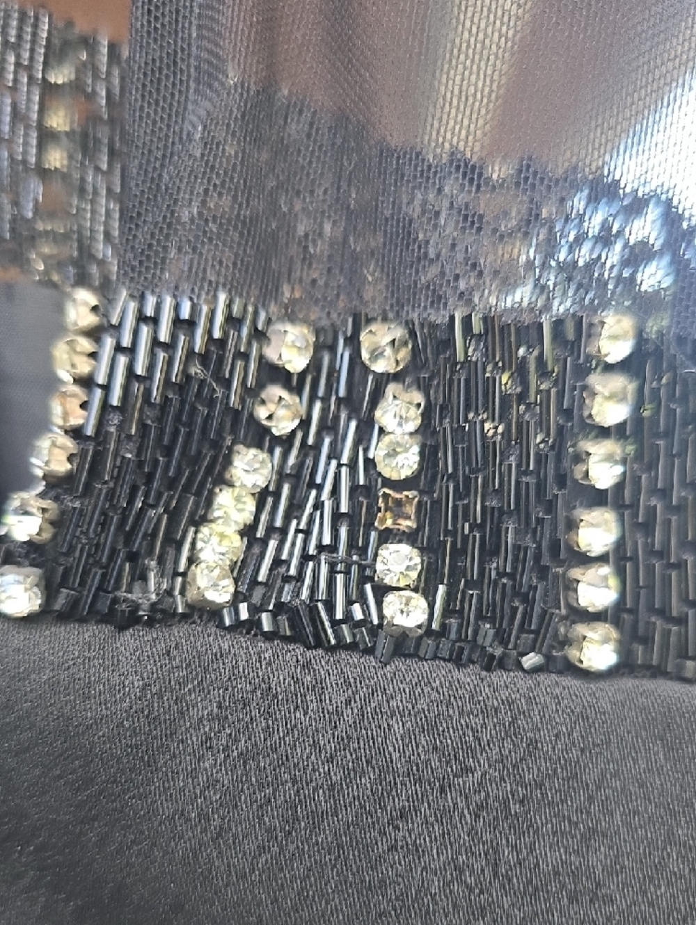 Lillie Rubin Black Beaded Fringe Evening Dress Size 8 - Picture 9 of 14
